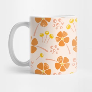 Abstract Floral Pattern in Orange, Yellow and Peach Mug